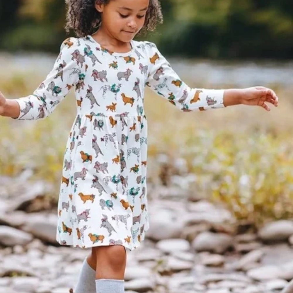 Pink chicken Steph dress jolly dogs girls 8 organic holiday Christmas twirl